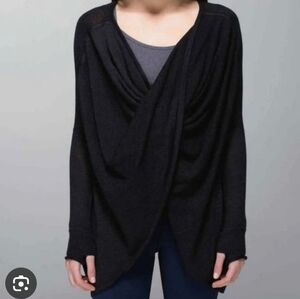 Lululemon Twist & Wrap Sweater Long Sleeve Loose Black Size XS